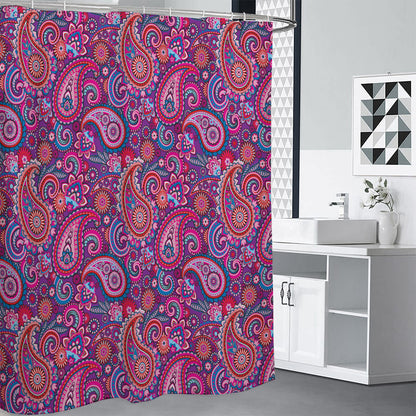 Purple And Pink Paisley Pattern Print Shower Curtain