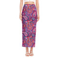 Purple And Pink Paisley Pattern Print Side Slit Maxi Skirt