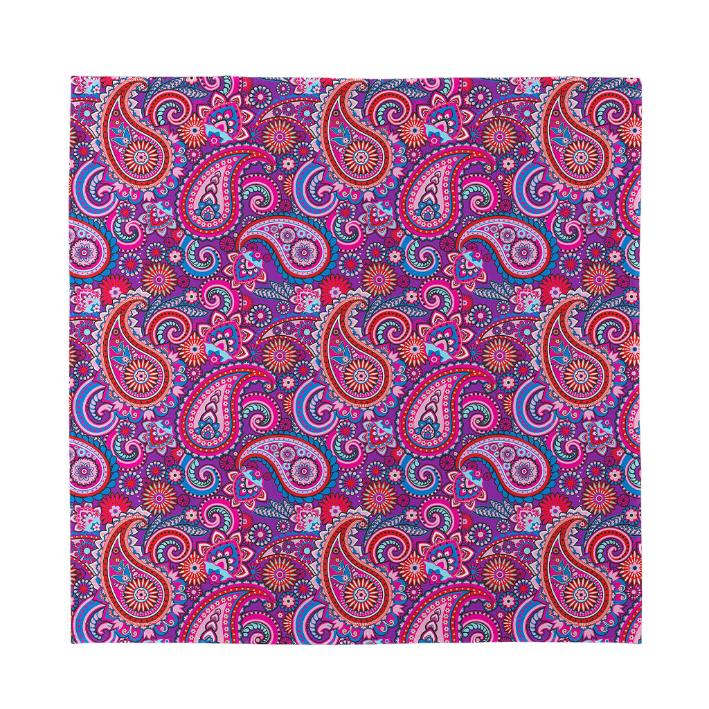 Purple And Pink Paisley Pattern Print Silk Bandana
