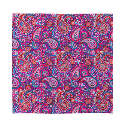 Purple And Pink Paisley Pattern Print Silk Bandana