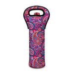 Purple And Pink Paisley Pattern Print Single Neoprene Wine Tote