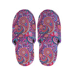 Purple And Pink Paisley Pattern Print Slippers