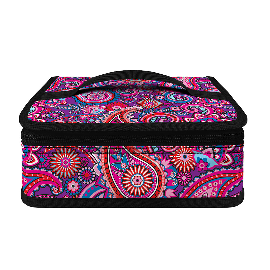 Purple And Pink Paisley Pattern Print Small Lunch Bag