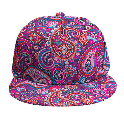 Purple And Pink Paisley Pattern Print Snapback Cap