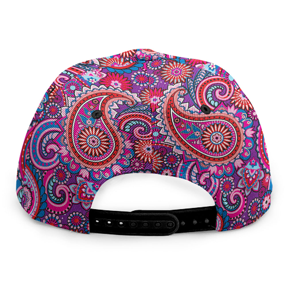 Purple And Pink Paisley Pattern Print Snapback Cap