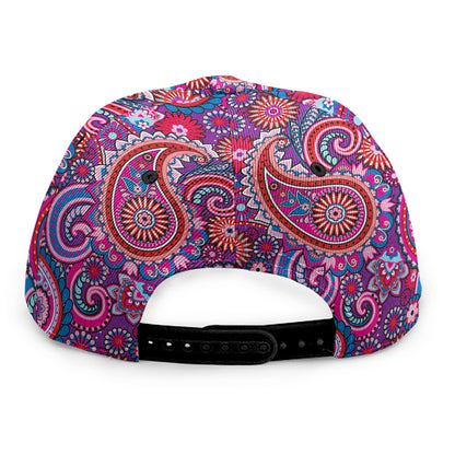 Purple And Pink Paisley Pattern Print Snapback Cap