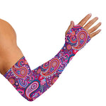 Purple And Pink Paisley Pattern Print Sun Protection Arm Sleeves
