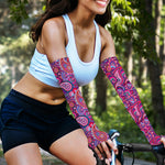 Purple And Pink Paisley Pattern Print Sun Protection Arm Sleeves