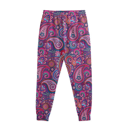 Purple And Pink Paisley Pattern Print Sweatpants
