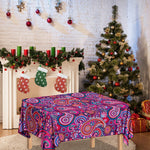 Purple And Pink Paisley Pattern Print Tablecloth