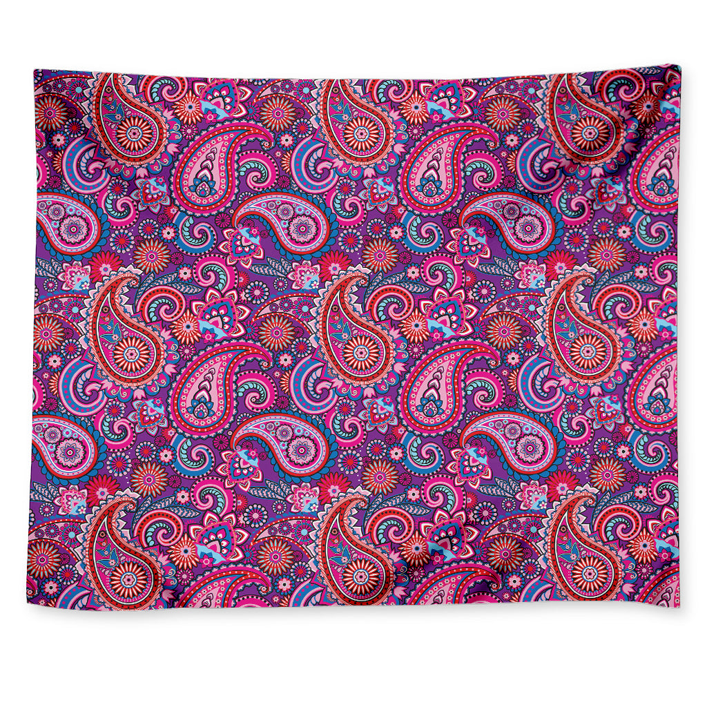 Purple And Pink Paisley Pattern Print Tapestry