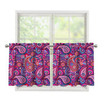 Purple And Pink Paisley Pattern Print Tier Curtains