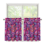 Purple And Pink Paisley Pattern Print Tier Curtains