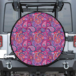 Purple And Pink Paisley Pattern Print Tire Cover