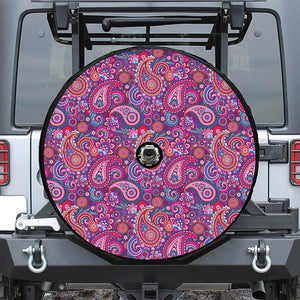 Purple And Pink Paisley Pattern Print Tire Cover With Camera Hole