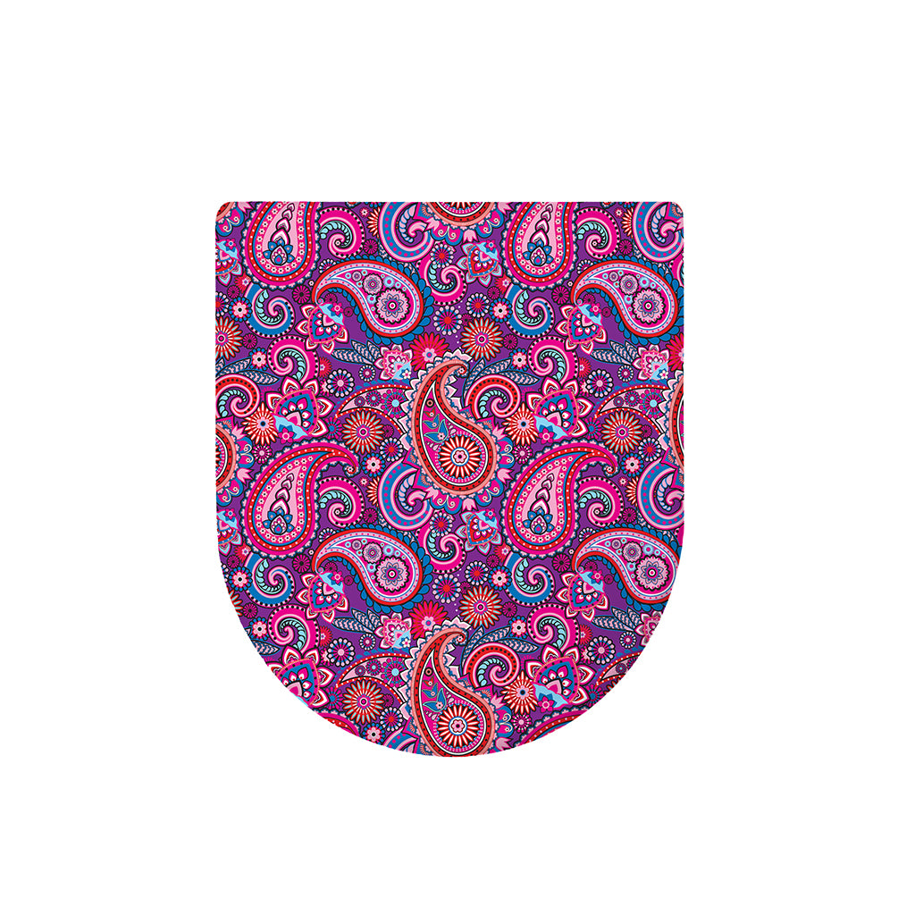 Purple And Pink Paisley Pattern Print Toilet Lid Cover