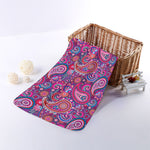 Purple And Pink Paisley Pattern Print Towel