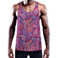 Purple And Pink Paisley Pattern Print Men's Workout Tank Top