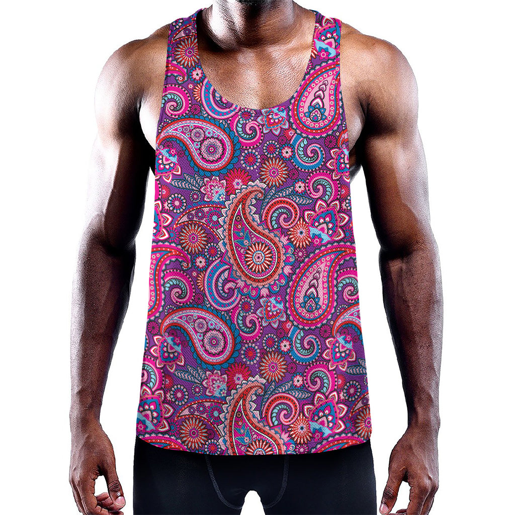 Purple And Pink Paisley Pattern Print Training Tank Top