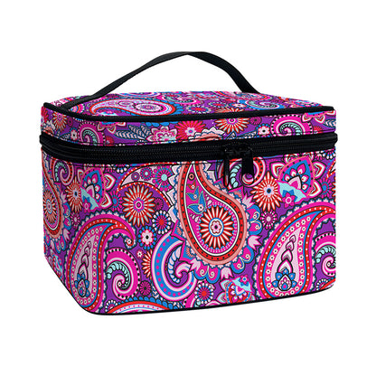 Purple And Pink Paisley Pattern Print Travel Makeup Bag