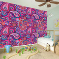Purple And Pink Paisley Pattern Print Wall Sticker