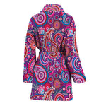 Purple And Pink Paisley Pattern Print Women's Bathrobe