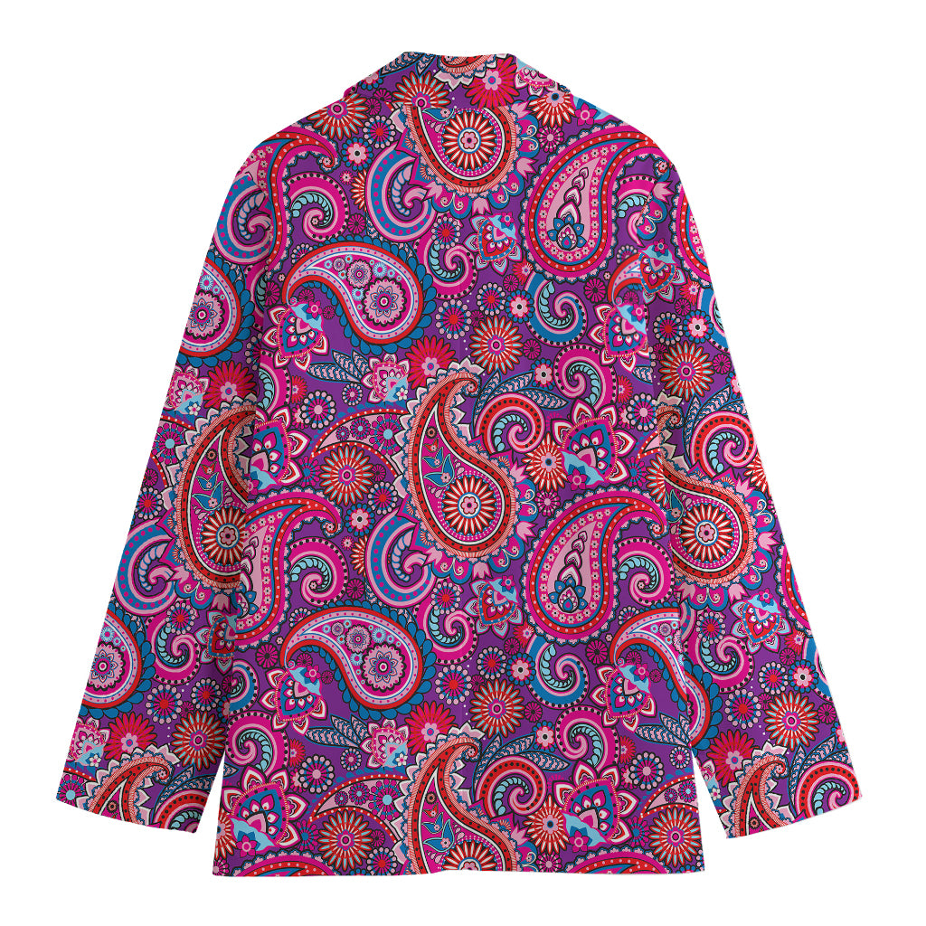 Purple And Pink Paisley Pattern Print Women's Blazer