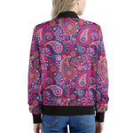 Purple And Pink Paisley Pattern Print Women's Bomber Jacket