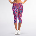 Purple And Pink Paisley Pattern Print Women's Capri Leggings