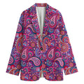 Purple And Pink Paisley Pattern Print Women's Cotton Blazer