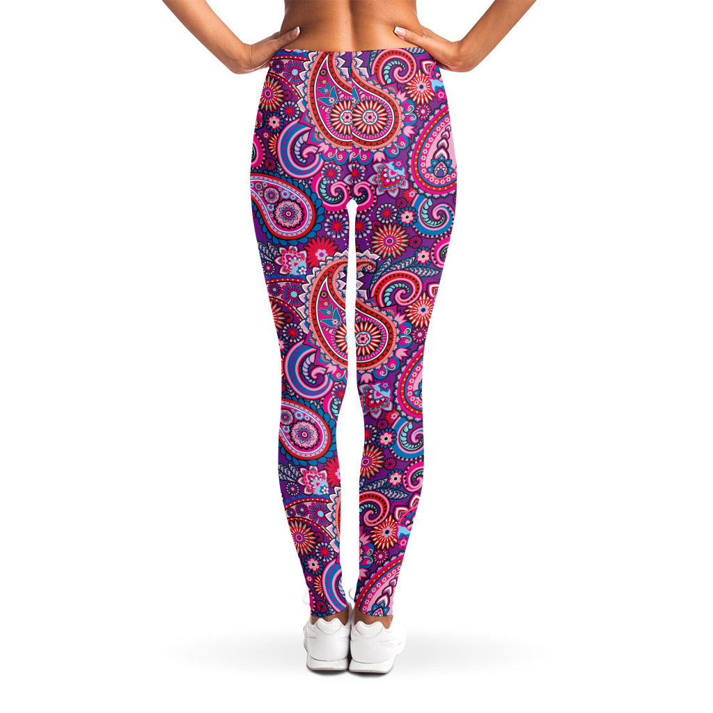 Purple And Pink Paisley Pattern Print Women's Leggings