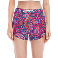 Purple And Pink Paisley Pattern Print Women's Split Running Shorts
