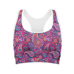 Purple And Pink Paisley Pattern Print Women's Sports Bra