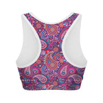 Purple And Pink Paisley Pattern Print Women's Sports Bra