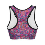 Purple And Pink Paisley Pattern Print Women's Sports Bra