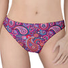 Purple And Pink Paisley Pattern Print Women's Thong