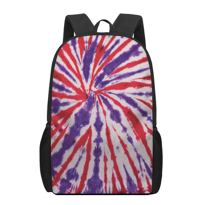 Purple And Red Spider Tie Dye Print 17 Inch Backpack