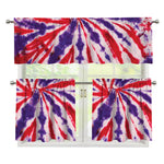 Purple And Red Spider Tie Dye Print 3 Piece Kitchen Curtains