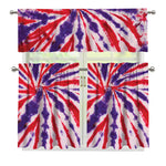 Purple And Red Spider Tie Dye Print 3 Piece Kitchen Curtains