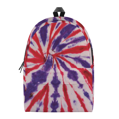 Purple And Red Spider Tie Dye Print Backpack