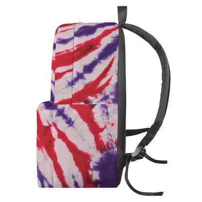 Purple And Red Spider Tie Dye Print Backpack