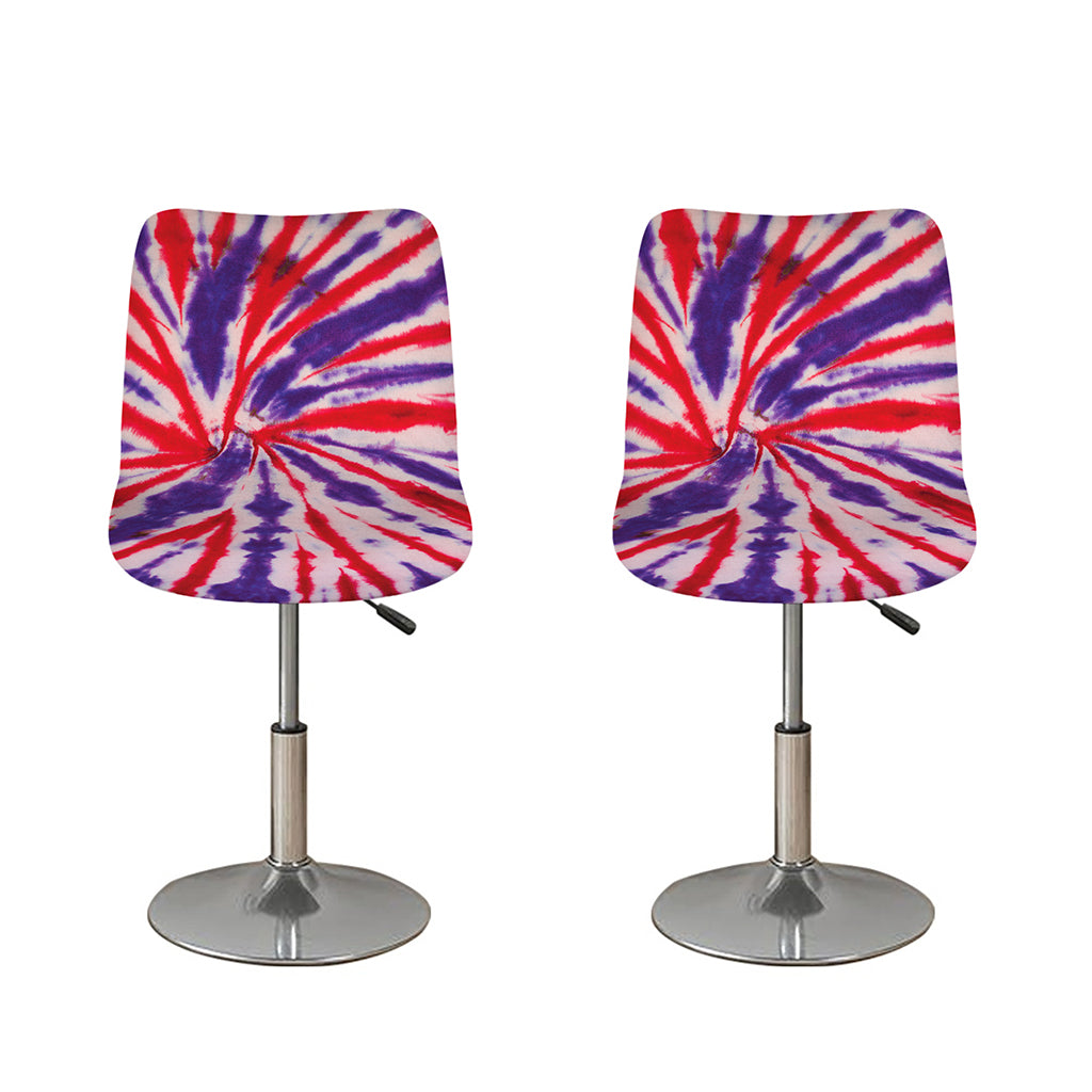 Purple And Red Spider Tie Dye Print Bar Stool Covers