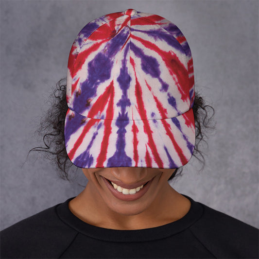 Purple And Red Spider Tie Dye Print Baseball Cap