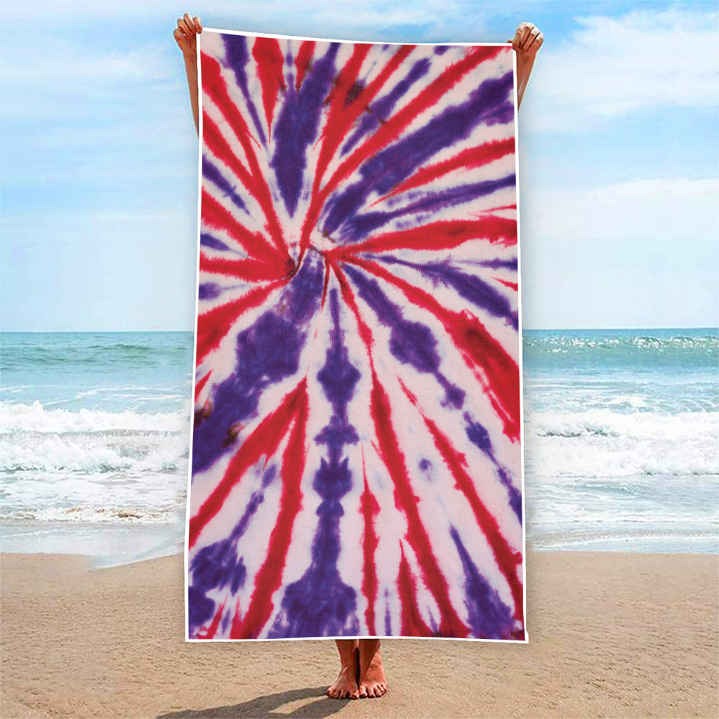 Purple And Red Spider Tie Dye Print Beach Towel