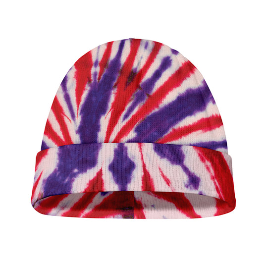 Purple And Red Spider Tie Dye Print Beanie
