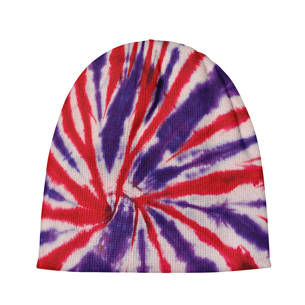 Purple And Red Spider Tie Dye Print Beanie