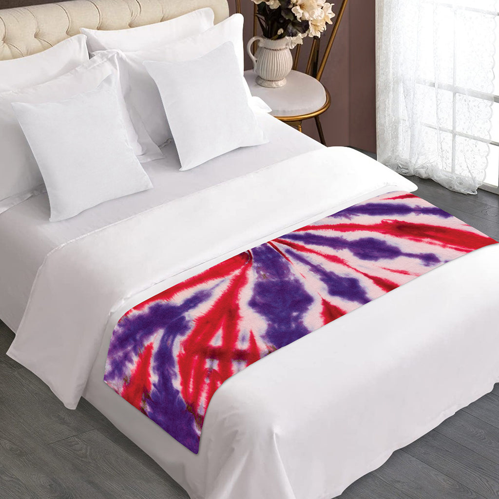 Purple And Red Spider Tie Dye Print Bed Runner