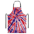 Purple And Red Spider Tie Dye Print Bib Apron With Pocket