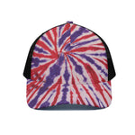 Purple And Red Spider Tie Dye Print Black Mesh Trucker Cap