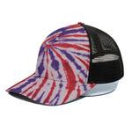 Purple And Red Spider Tie Dye Print Black Mesh Trucker Cap